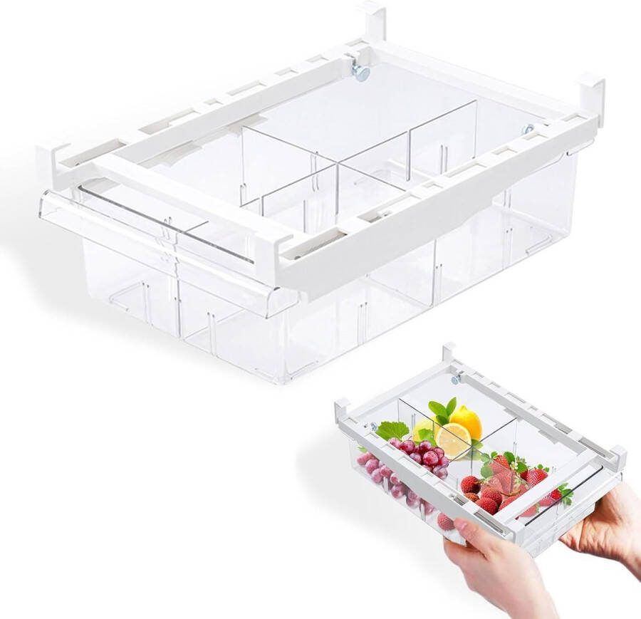 Koelkastorganizer lade uittrekbaar doorzichtige koelkastopbergdoos uittrekbaar koelkastmanden met 2 delen voor groenten fruit voor koelkast kasten voorraadkast
