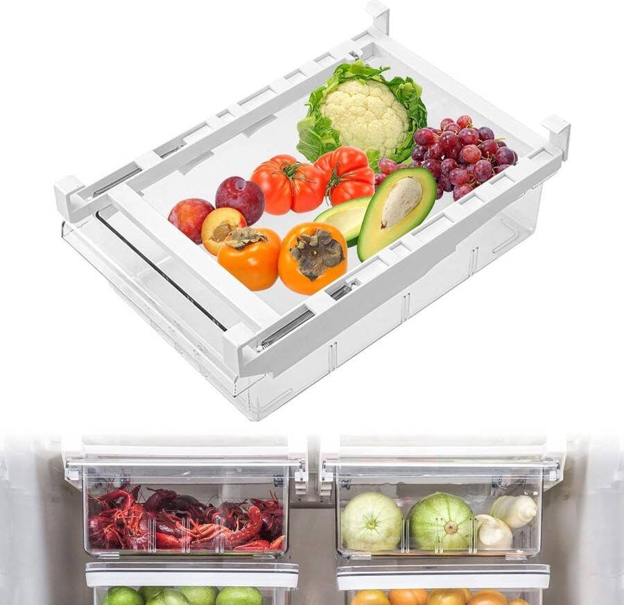 Koelkastorganizer lade uittrekbare koelkastlade perfect opbergsysteem voor koelkast kasten planken opbergdoos koelkastbox (groentekist)