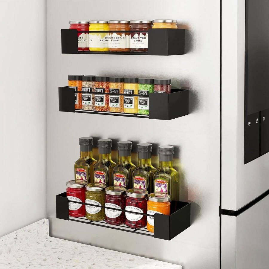 Koelkastorganizer Magnetische Spice Rack 3 Pack Kruidenopberger en Kruidenpot Houder