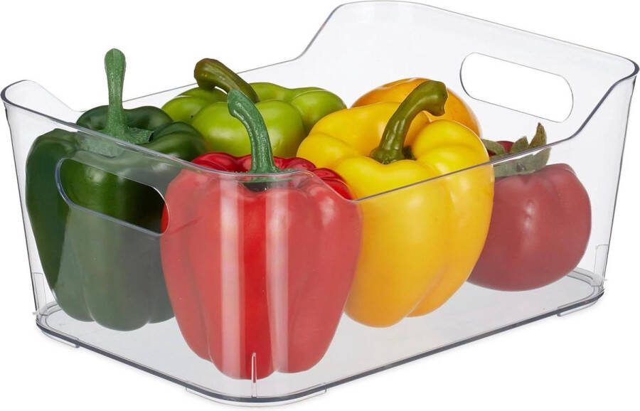Koelkastorganizer Opbergdoos 105 x 25 x 18 cm opbergbak fruit kaas koelkastbakje met handgrepen transparant