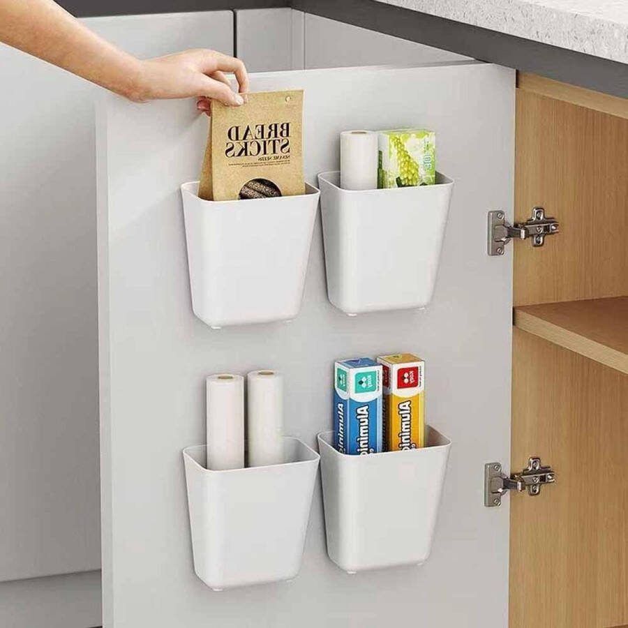 Koelkastorganizer Opbergdoos 4 stuks Keukenkastdeur Zelfklevende Wandgemonteerde Opbergdoos Kast Badkamer Kleine voorwerpen Organizer Koelkast