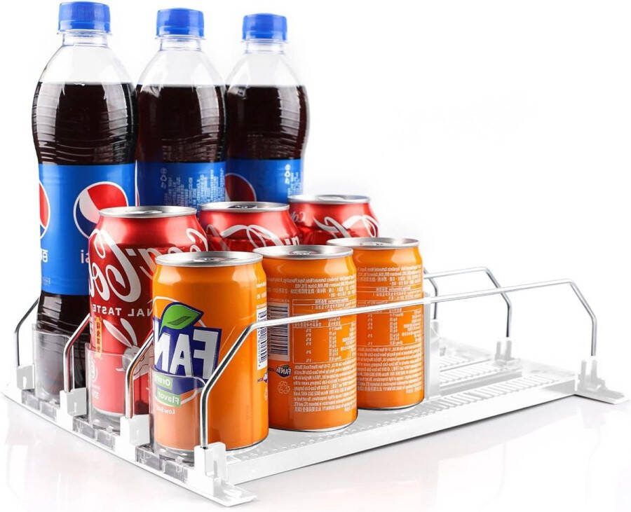 Koelkastorganizer Opbergdoos Automatische Koelkastdozenorganizer Blikdispenser-Organizer voor Vrieskasten Wit