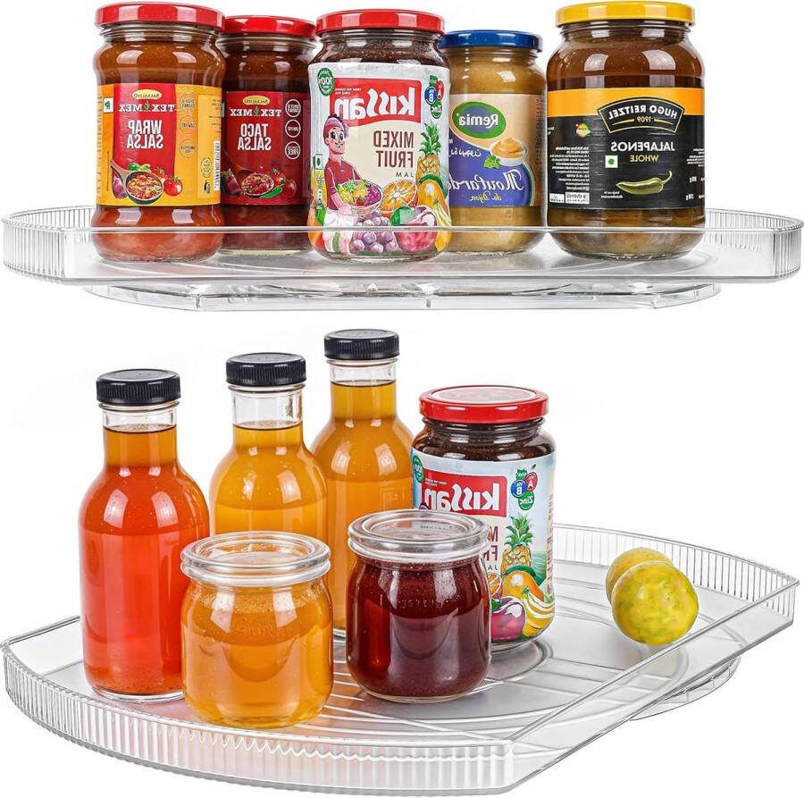 Koelkastorganizer Opbergdoos Rechthoekige Draaitafel & Organizer Rechthoekige Schuivende en Draaiende Lazy Susan voor Koelkast Planken Kelderkasten Keukenbladen en Kasten 42 x 28 x 35 cm