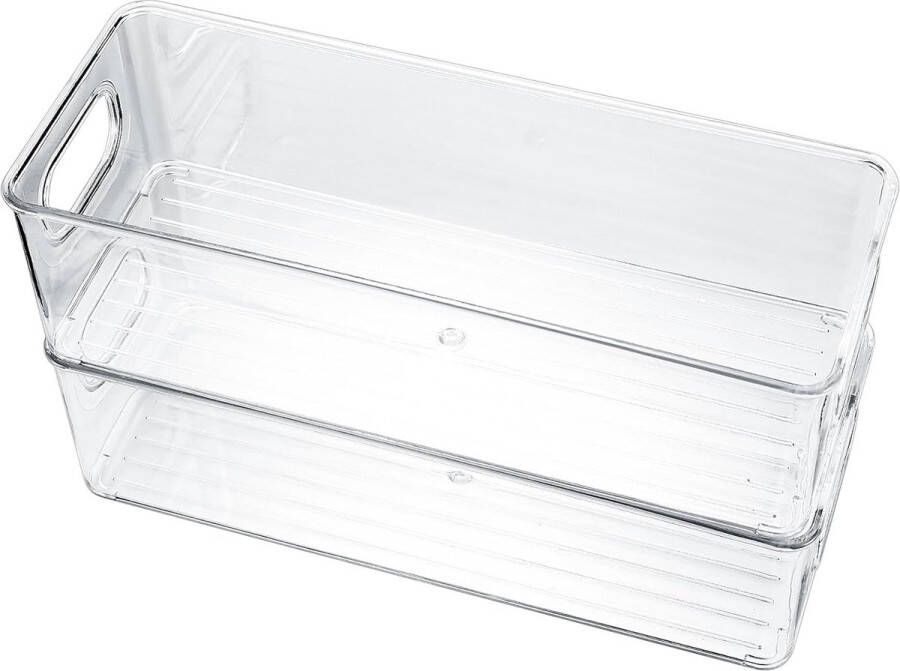 Koelkastorganizer set van 2 koelkast-opbergdozen organizer voorraaddozen met handvat transparant voor keuken koelkast kasten cosmetica kantoormateriaal
