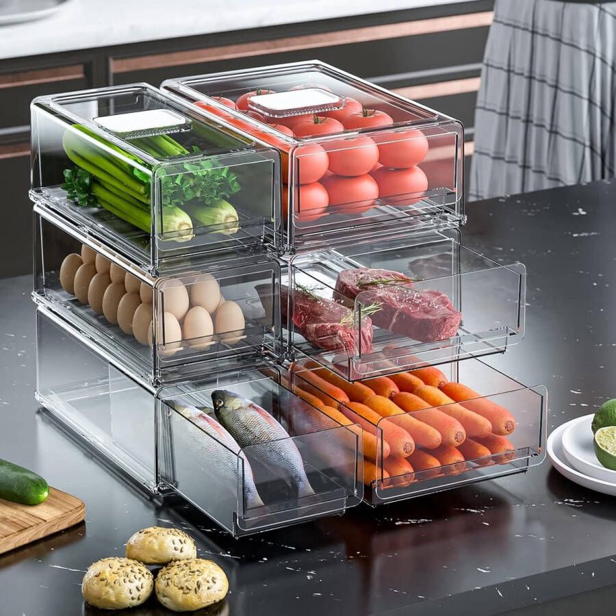 Koelkastorganizer set voorraadkamer snacks blikjes keuken HOGE KWALITEIT MATERIAA (Extra Large & Medium)