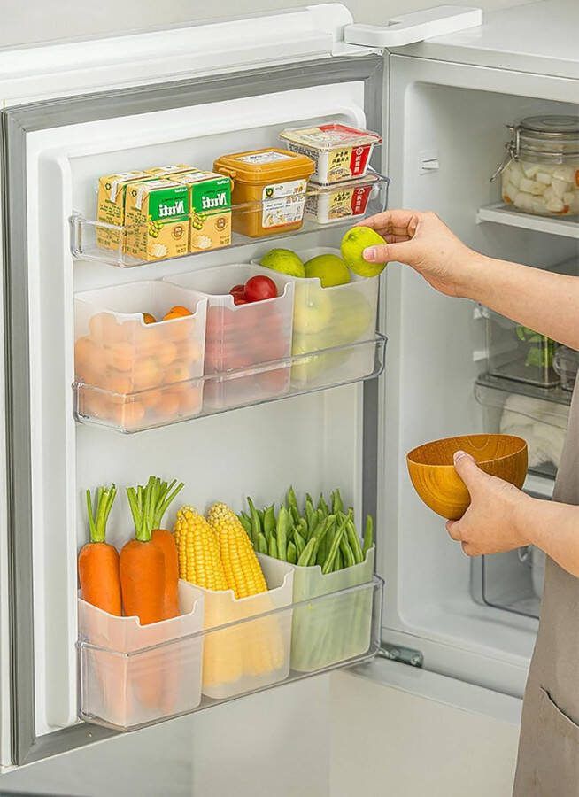 Koelkastorganizerset set van 6 BPA-vrij organizer koelkast voor koelkast zijdeur koelkastorganizer set voor koelkast kast eetkamer snacks keuken