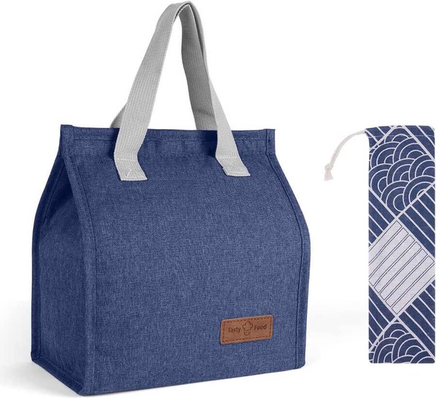 Koeltas voor lunch trendy lunchtas grote opening geïsoleerde en waterdichte lunchtas voor vrouwen mannen en studenten op school en kantoor Donkerblauw