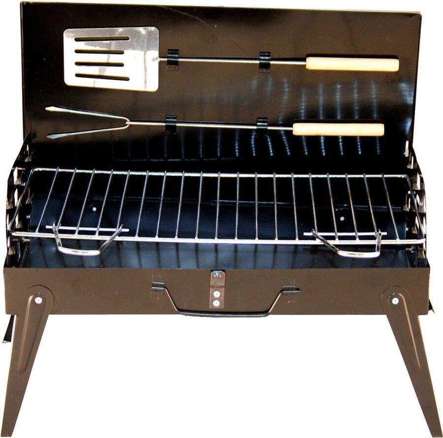 Koffer Houtskoolbarbecue Incl. Spatel & Vleesvork