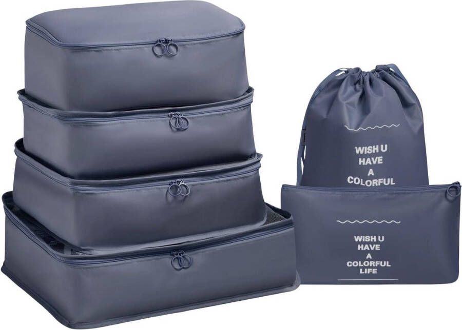 Kofferorganizerset 6-delig verpakkingskubussen waterdichte reiskledingtassen manden voor koffers organizers voor reiskoffers