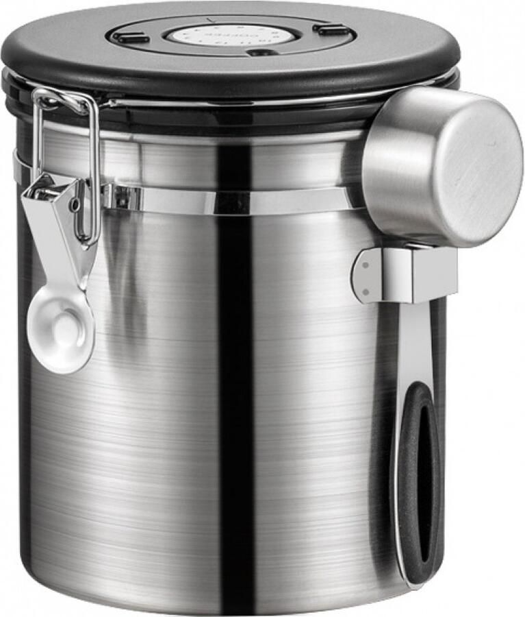 Koffie Bewaarbus Met CO2 uitlaat 1.2L Voor 500 gr koffiebonen Voor Koffie Koffiebonen Thee Suiker etc. Koffieblikbewaarblik Bewaarbus Koffie CO² Ventilatie Bewaarblik Voorraadbussen Voorraadblik RVS