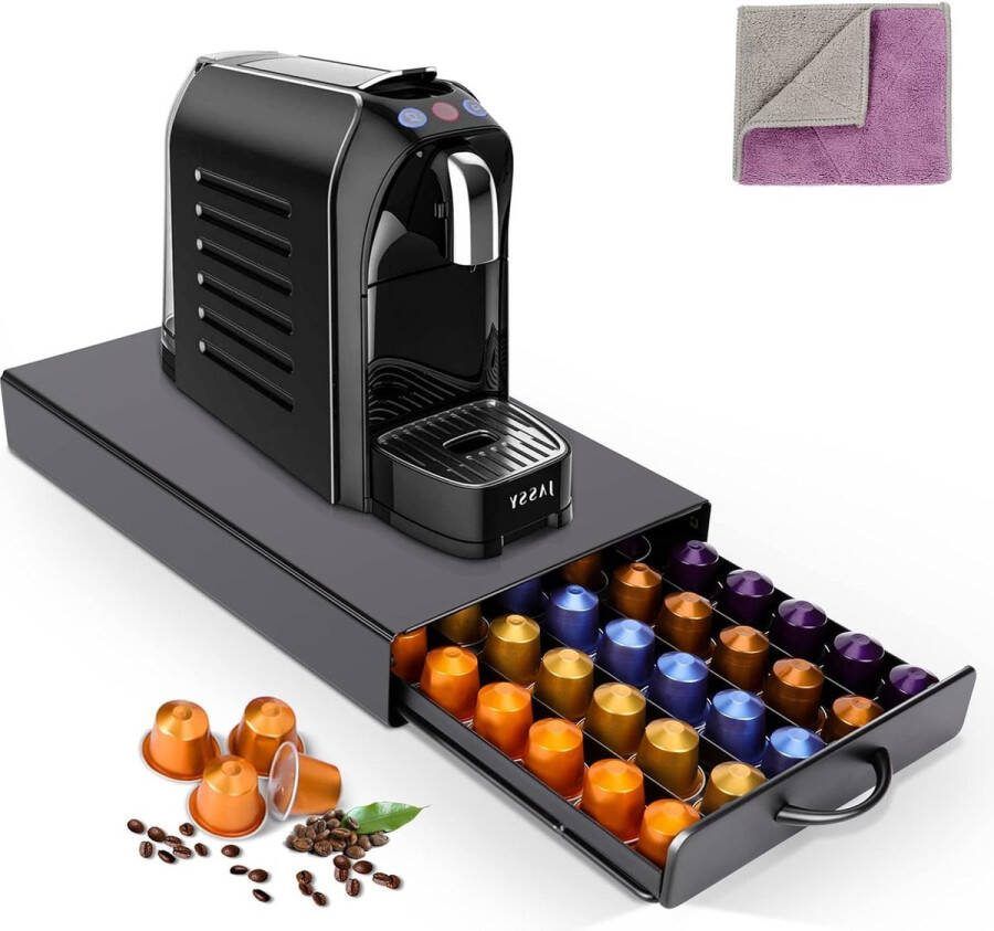 Koffie Capsule Houder met Handvatten en Anti-Slip Voetjes Ruimte voor 45 Capsules