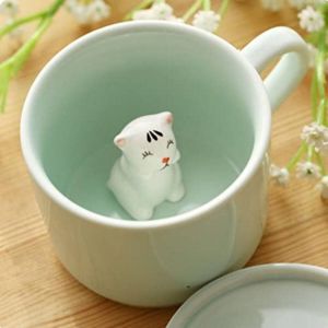 Koffie-melk-thee-keramische mok 3D Dier-ochtendschaal beste cadeau voor ochtenddrank en bruiloften verjaardagen Vaderdag BigNoseDeer (kat)