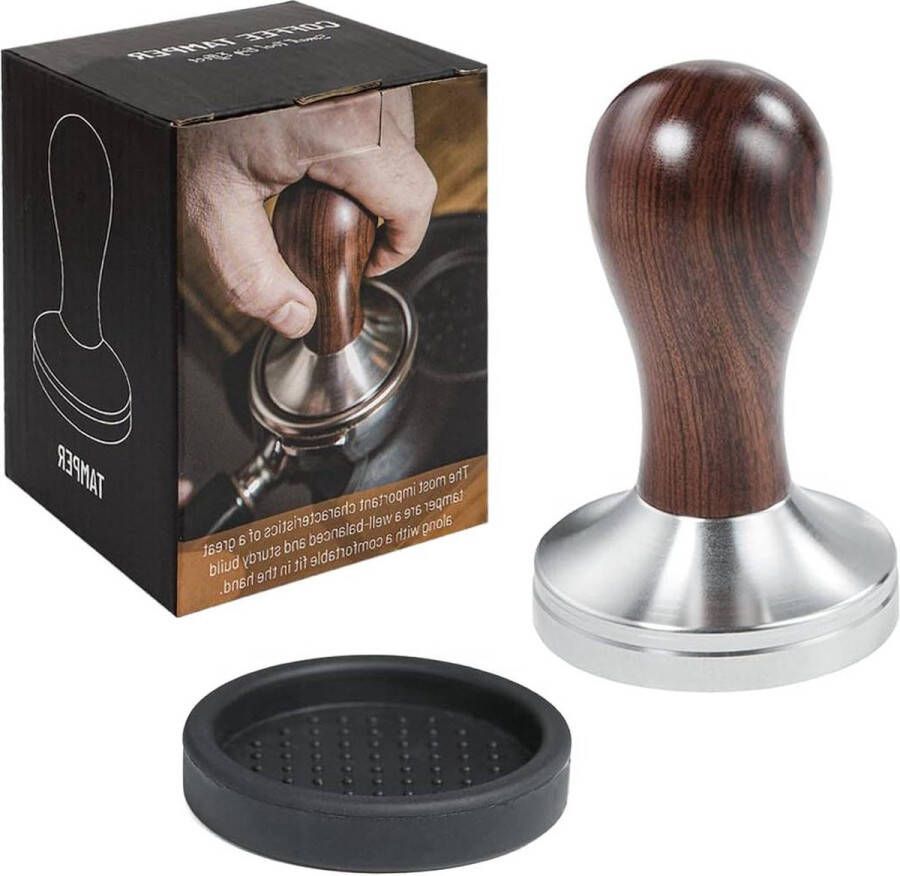 Koffie Tamper 58mm Rvs Platte Base Houten Handvat Espresso Pers voor Barista en Espresso Machines espresso tamper