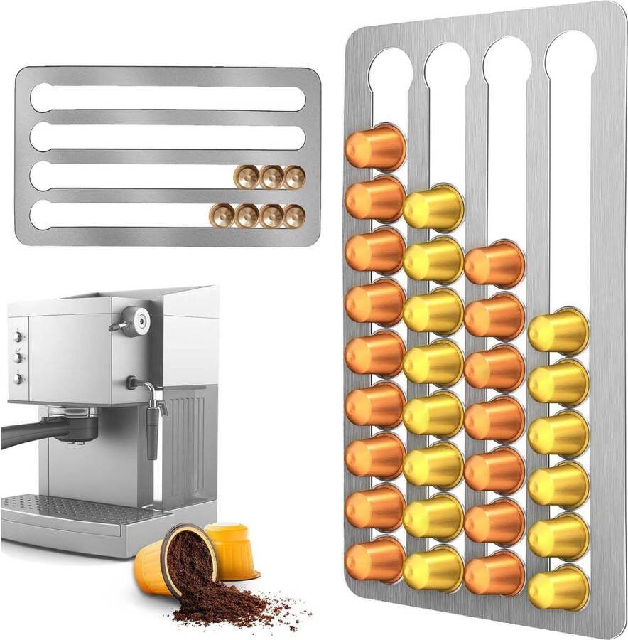 Koffie voor capsulehouder 3M zelfklevende strips koffiecapsulehouder 41 x 22 cm capsulehouder voor capsulestandaard koffiecapsulehouder rek 4 rijen voor 40 koffiecapsules opslag