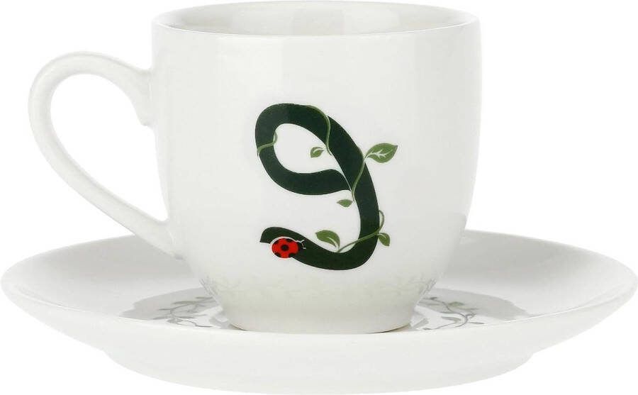 Koffiebeker met schotel letter 'E' 3 Oz in geschenkdoos Porcellana Solotua