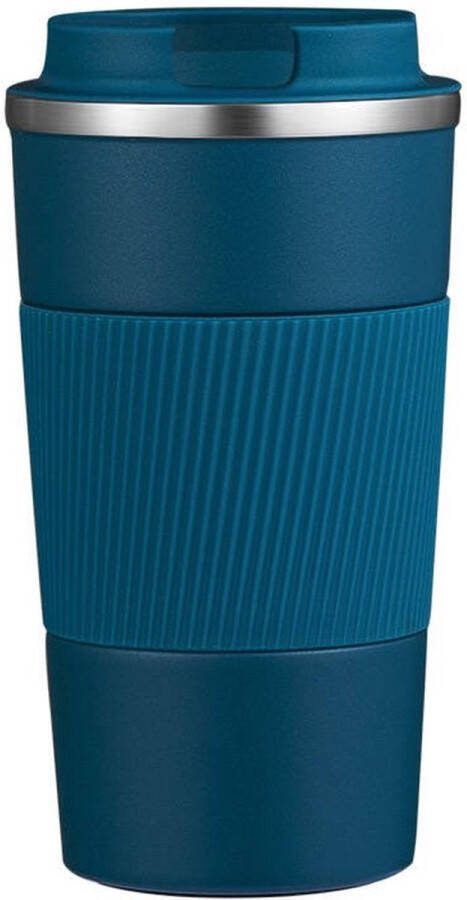 Koffiebeker To Go Thermosbeker Travel Mug Theebeker Roestvrij Staal RVS Blauw 380 ml