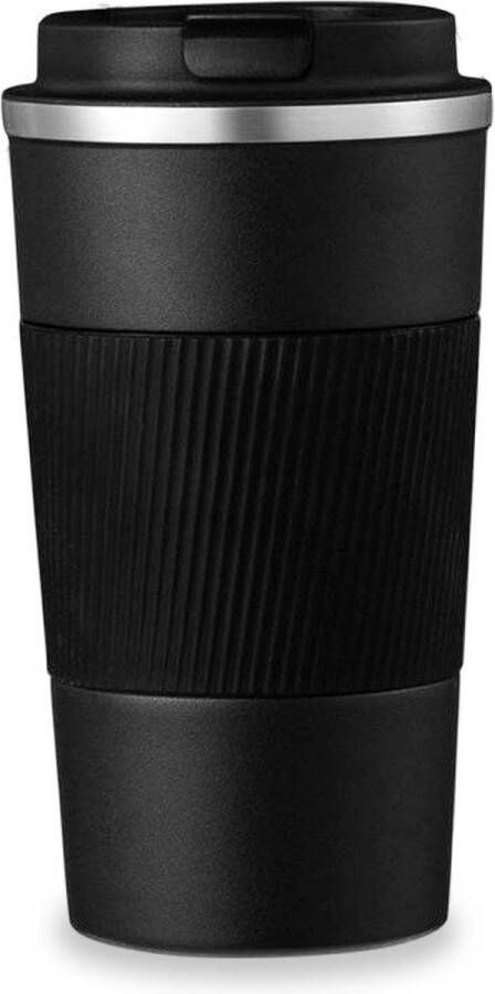 Koffiebeker To Go Thermosbeker Travel Mug Theebeker Roestvrij Staal RVS Zwart 380 ml