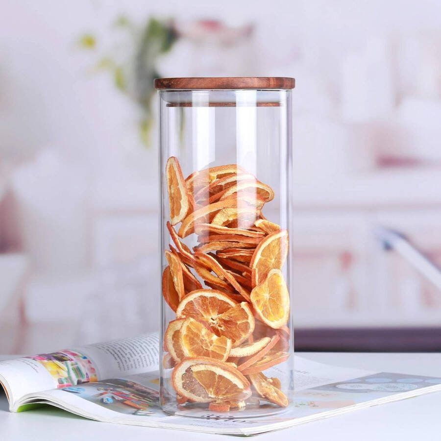 Koffiebewaarpotenset verzegelde glazen pot theekan koffiebonenpot glazen opbergdoos voor keuken (1450ML)