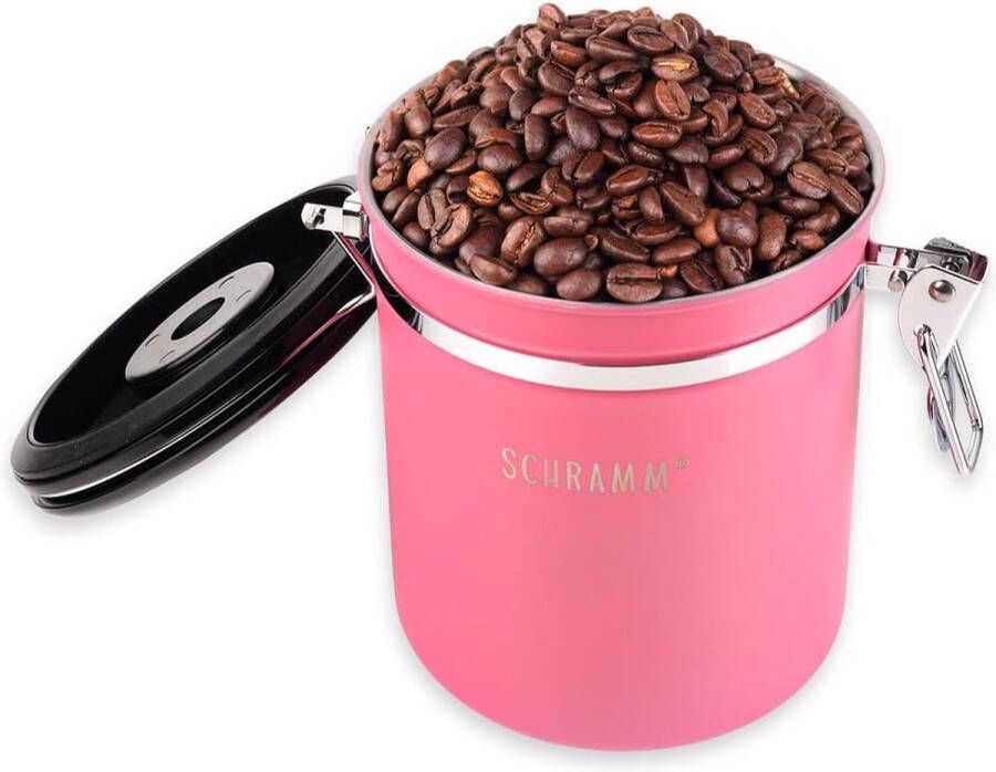 Koffieblik 1500 ml in 10 kleuren met doseerlepel Hoogte: 15cm koffieblik Roestvrijstalen koffiecontainer Farbe:Pink