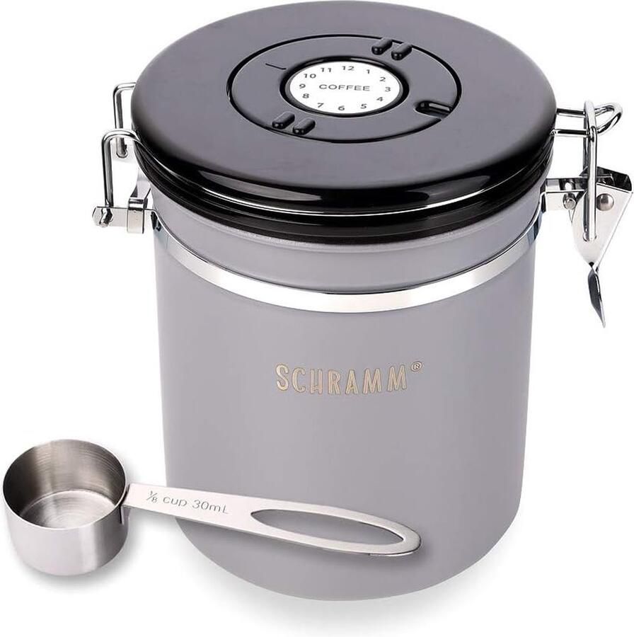 Koffieblik 1500 ml in 10 kleuren met doseerlepel Hoogte: 15cm koffieblik Roestvrijstalen koffiecontainer Kleur:grau
