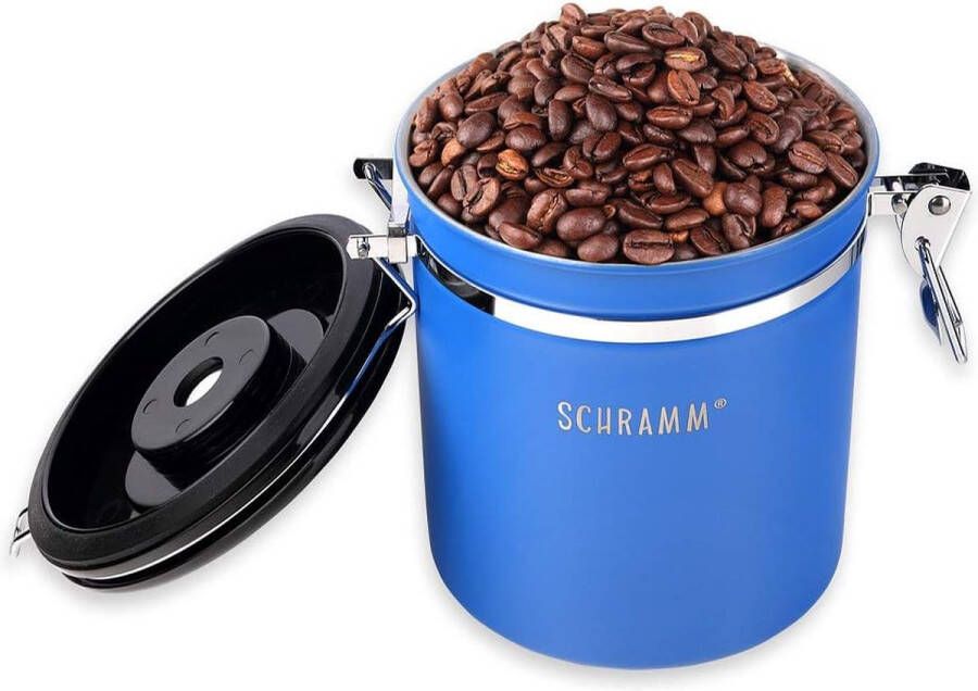 Koffieblik 1500 ml in 10 kleuren met doseerlepel Hoogte: 15cm koffieblikjes koffiehouder van roestvrij staal blauw