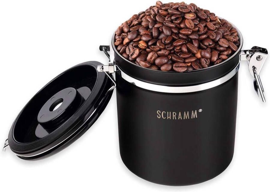 Koffieblik 1500 ml in 10 kleuren met doseerlepel Hoogte: 15cm koffieblikjes koffiehouder van roestvrij staal zwart