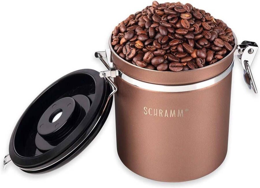 Koffieblik 1500 ml in 10 kleuren met maatlepel hoogte: 15 cm koffieblik koffiecontainer van roestvrij staal brons