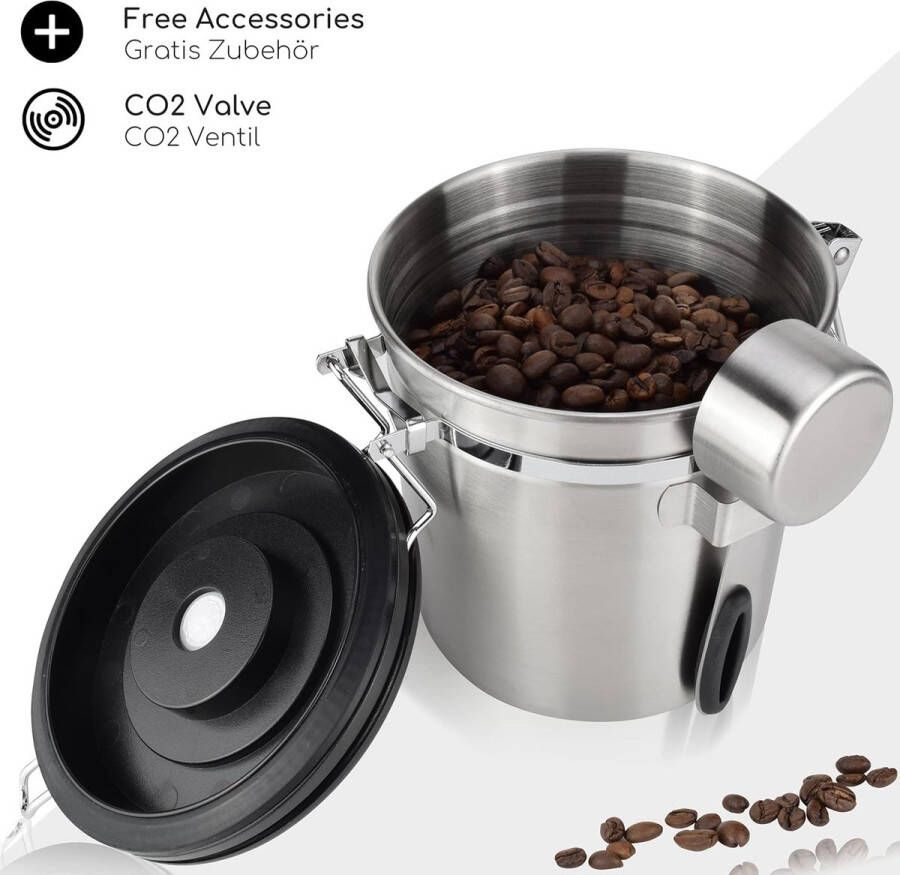 Koffieblik uchtdicht 500g 700g voorraadblik koffiebonen poeder roestvrij staal vacuüm koffieblik voor thee noten cacao aromabli (Roestvrij staal 700g)