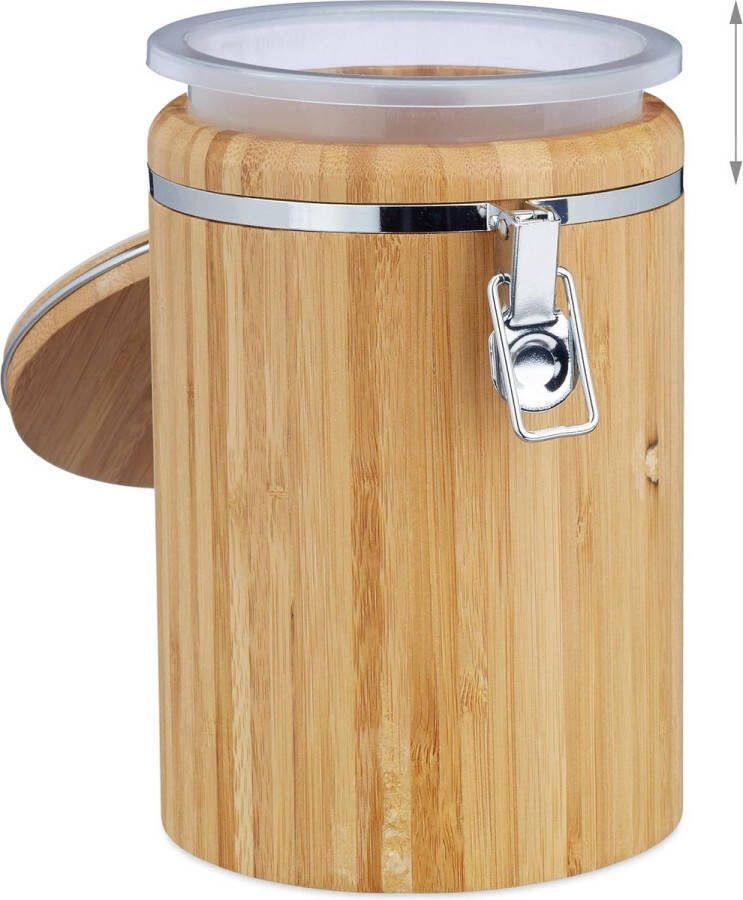 Koffiebus bamboe eenvoudig schoonmaken bewaarbus beugelsluiting HxBxD: ca. 20x13.5x13.5 cm naturel