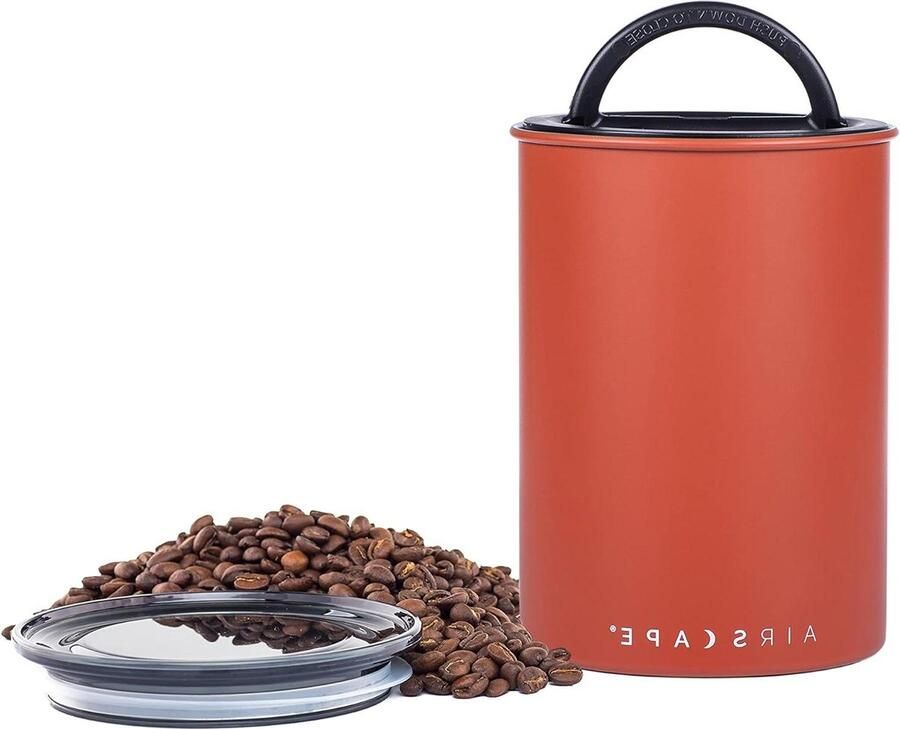 Koffiebus voedselopslagcontainer Roestvrijstaal luchtdicht deksel Medium matte rode rots
