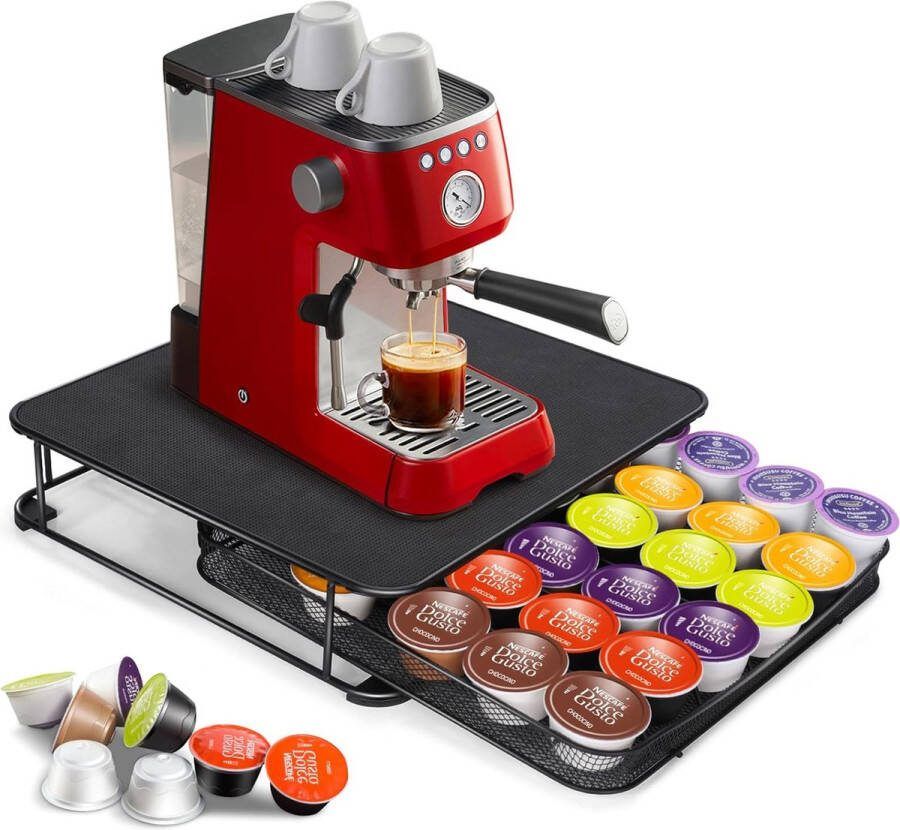 Koffiecapsulehouder capsulestandaard organizer voor Dolce Gusto 36 capsules capsulelade voor het opbergen met antislip voeten koffieopbergdoos voor keuken kantoor (zwart)