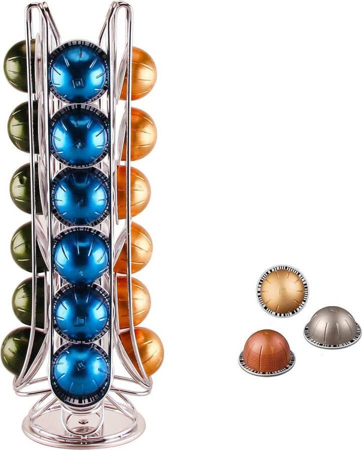 Koffiecapsulehouder compatibel met Vertuo (24 x capsules) standaard voor koffiecapsules Vertuoline 360° draaibaar en antislip