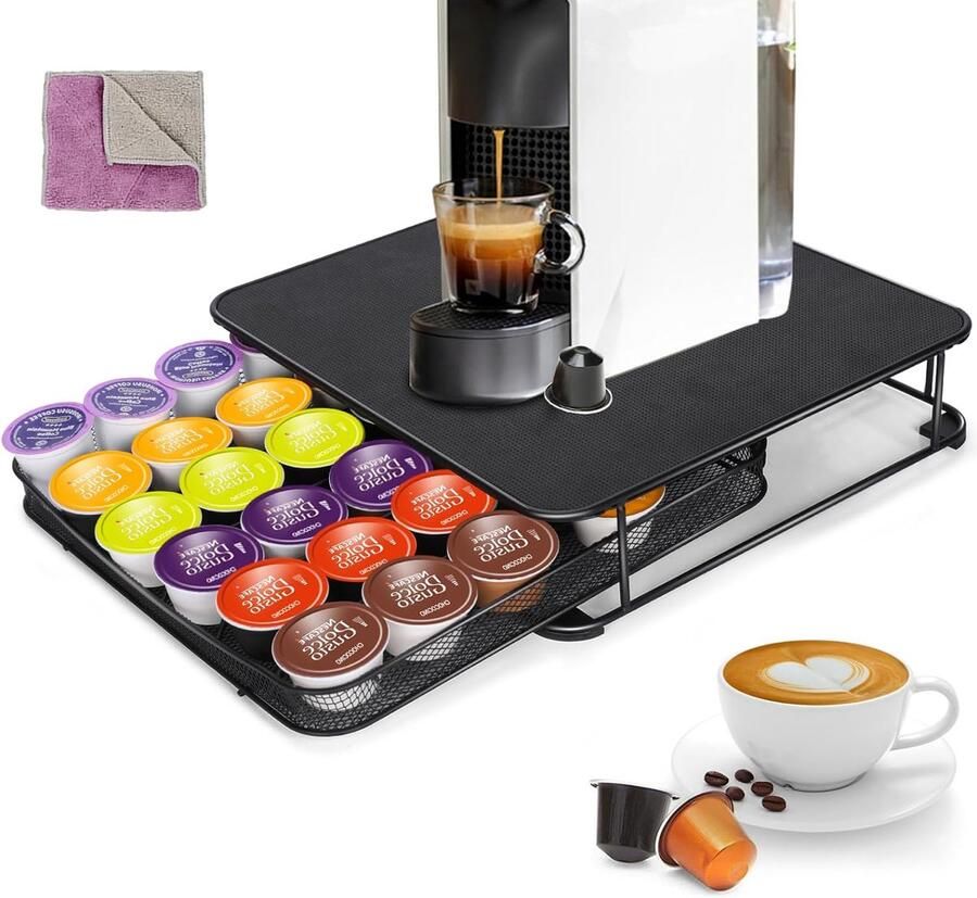 Koffiecapsulehouder voor Dolce Gusto koffiecapsules opslag van 36 capsules ladebox capsuledispenser met antislip oppervlak voor keuken kantoor zwart