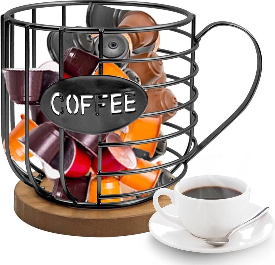 Koffiecapsulemand koffiecapsules capsulehouder multifunctionele opbergmand voor koffiecapsules perfecte koffieaccessoires koffiemand voor de keuken (zwart P2061A01)