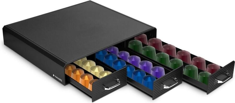 Koffiecups houder met 3 lades Capsulehouder voor tot 48 koffie cups Compatibel met Nespresso cups en andere standaard capsules