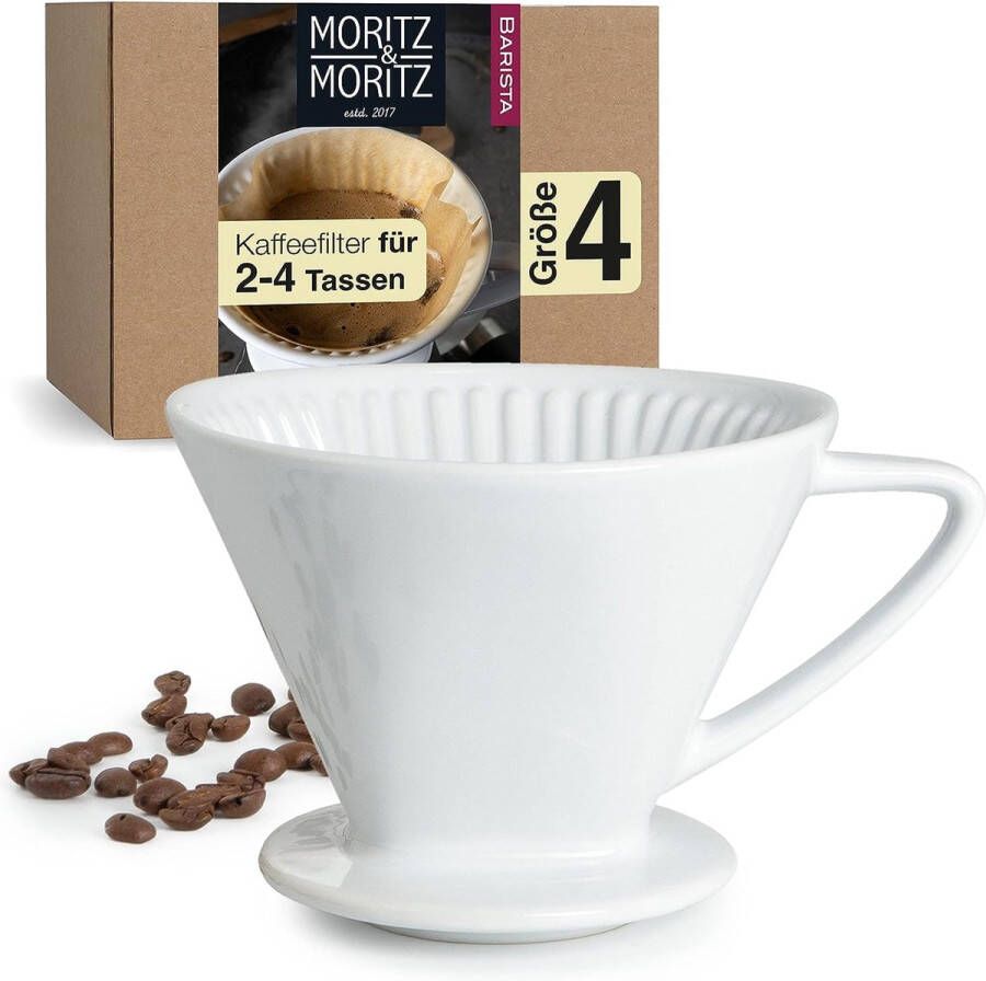 Koffiefilter Porselein Koffiefilter Herbruikbaar Compatibel met Melitta Filterzakken 1x4 Koffiefilterhouder voor 2-4 Kopjes Vaatwasserbestendig Wit