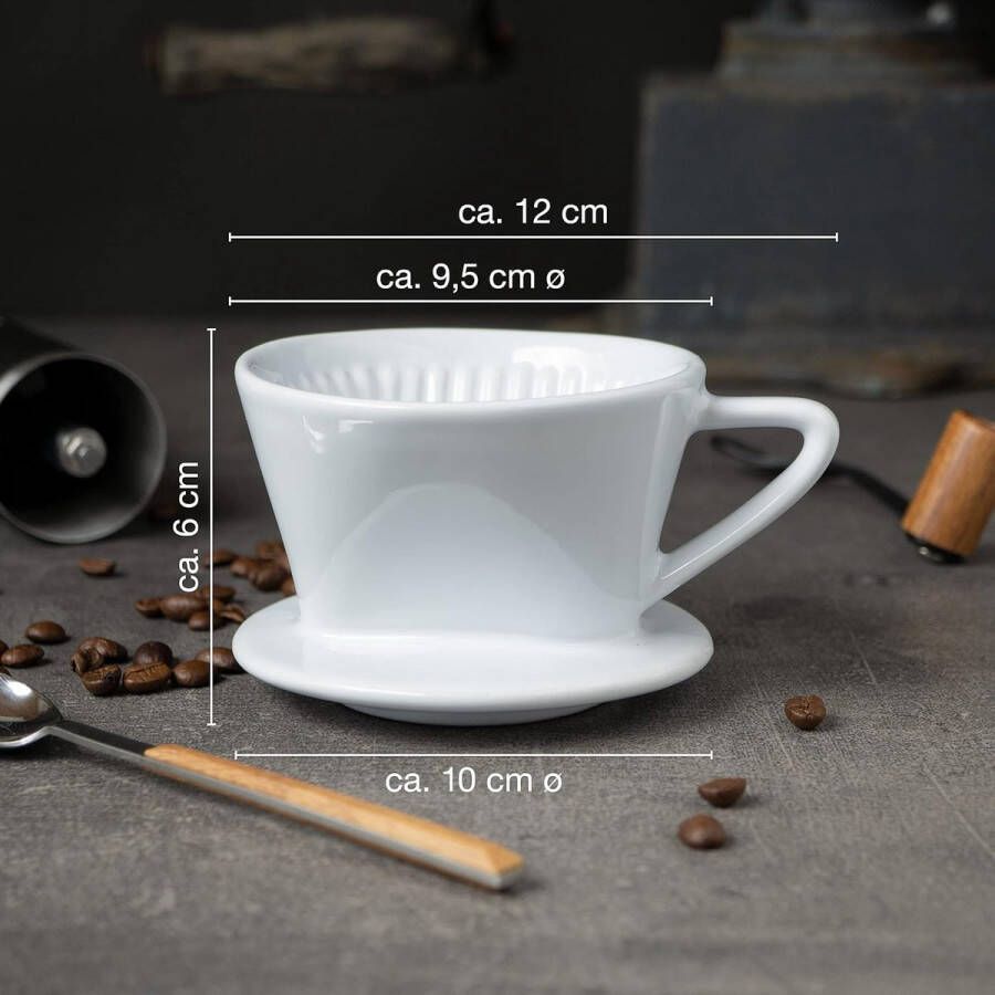 Koffiefilter porselein koffiefilter herbruikbaar voor uitstekende aromatische koffiesmaak koffiefilteropzetstuk voor 1-2 kopjes wit