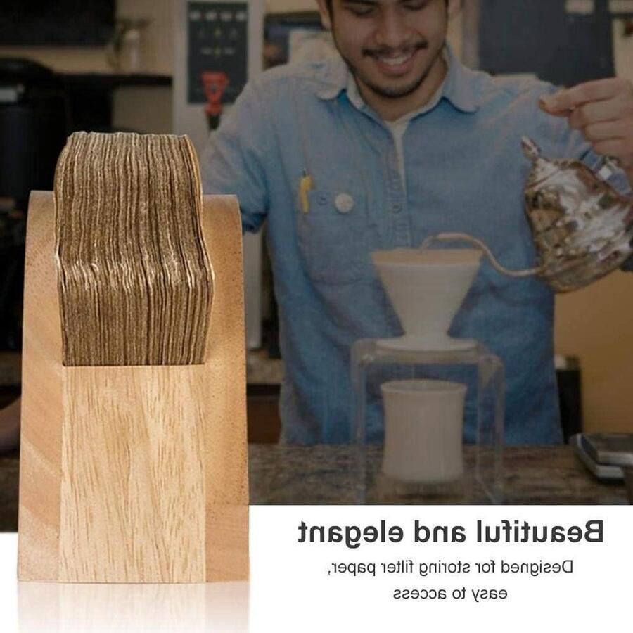 Koffiefilterhouder dispenser voor papier koffiefilters keuken en kantoor houten design