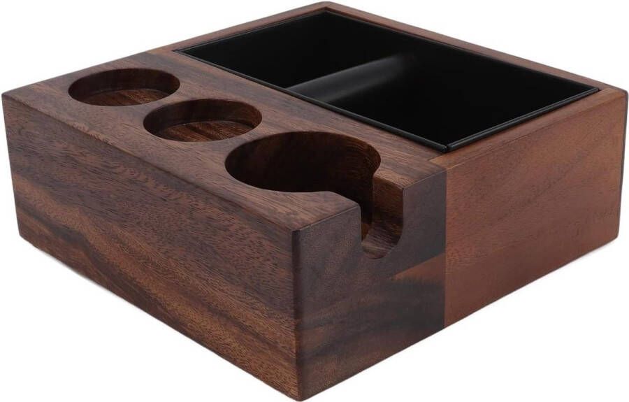 Koffiefilterhouder Schadebestendig en eenvoudig te reinigen Roestvrij antislip Houten koffiesabotagestation Thuiskeukenaccessoires