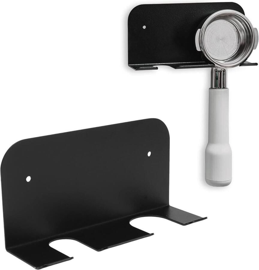 Koffiefilterhouder Wandrek Houder Bodemloze Handvat Oorbeugel Portafilter Handvat Hanger Met Lijm Geschikt Voor 51-58mm Portafilters Zwart