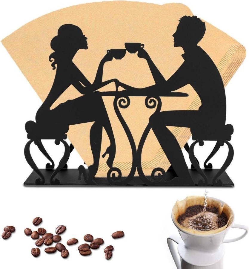 Koffiefilterhouder zwarte filterzakhouder ijzeren kunst servethouder tot 120 filters café hotel bar thuis koffiefilterhouder