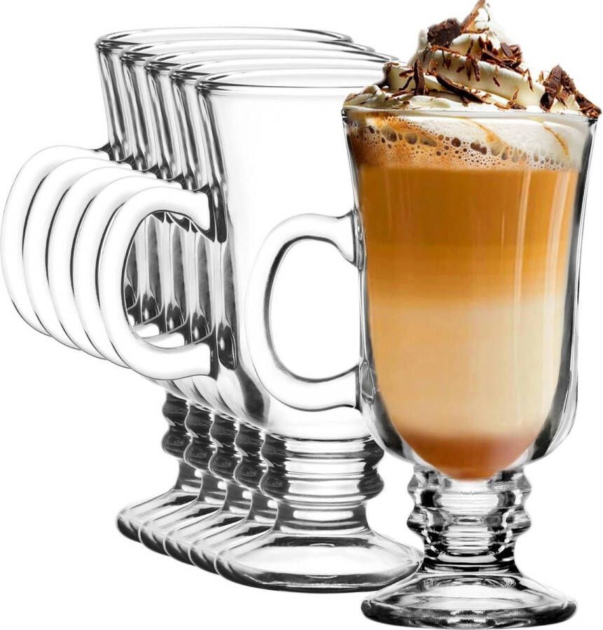 Koffieglazen 200ml Hittebestendig en Duurzaam Luxe Kopjes voor Espresso Cappuccino Latte Thuis Kantoor en Cafés Set van 6 koffiekopjes set van 6