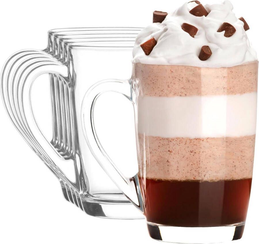 Koffieglazen 350ml Luxe Koffiekopjes voor Espresso Cappuccino Latte en Thee Hittebestendig Duurzaam en Stijlvol Perfect voor Thuis Kantoor en Cafés Hoogwaardige Glazen Set van 6 koffiekopjes set van 6