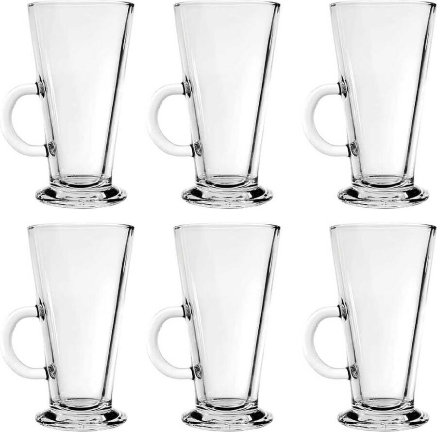 Koffieglazen Set 6 stuks 250 ml met Vork voor Cappuccino en Thee koffiekopjes set van 6