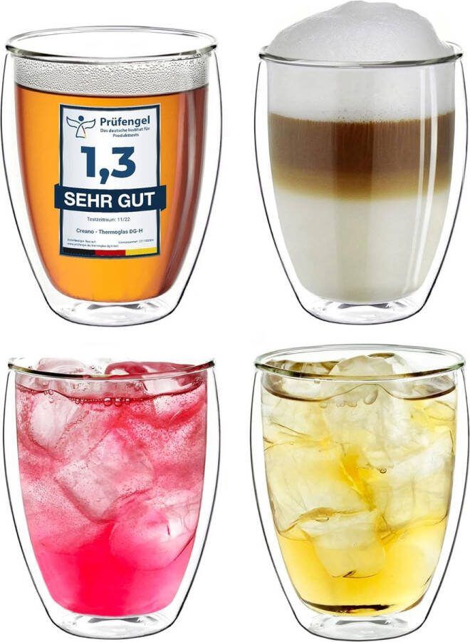 Koffieglazen thee glazen latte macchiato van borosilicaatglas set van 4