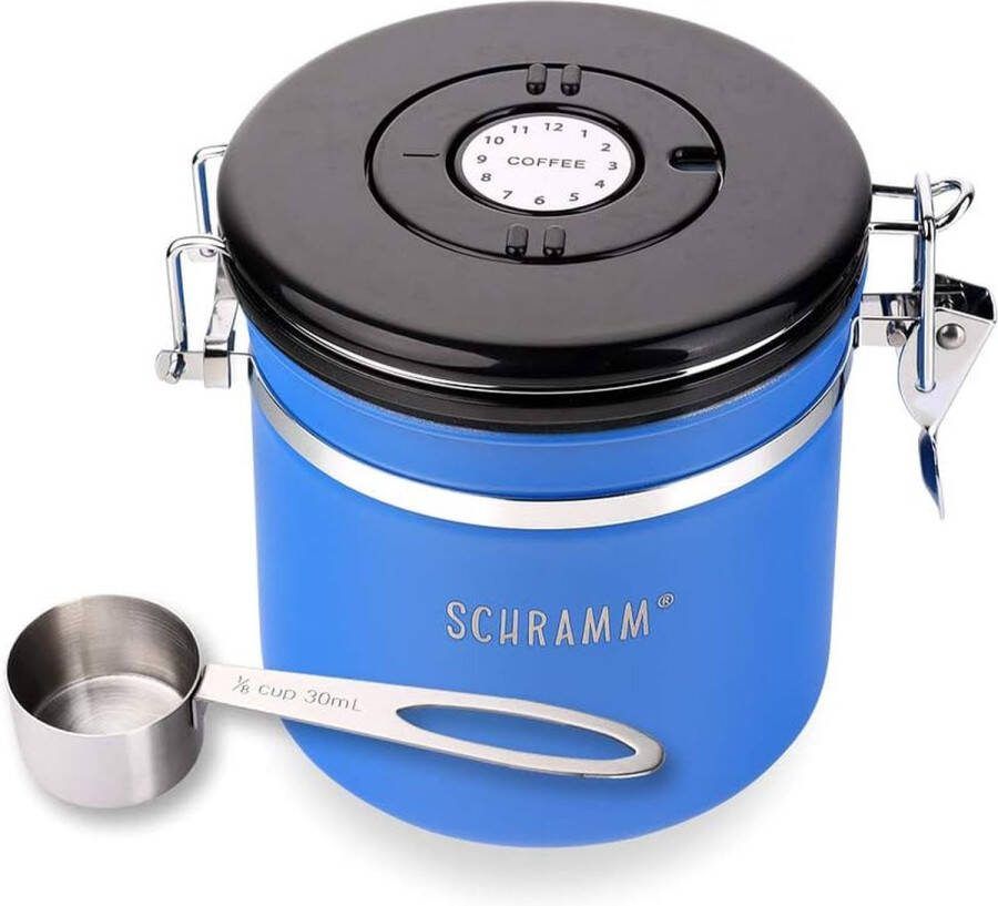 Koffiekan 1200 ml in 10 kleuren met maatlepel Hoogte: 12cm Koffieblikken Koffiecontainer van roestvrij staal blauw
