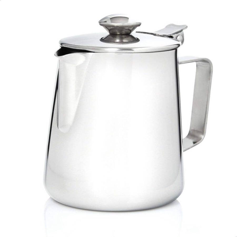 Koffiekannetje voor koffie van roestvrij staal melkkannetje slagroomkannetje theepot koffiepot roomkan met deksel voor melk thee koffie Pitcher Milk kan 350 ml