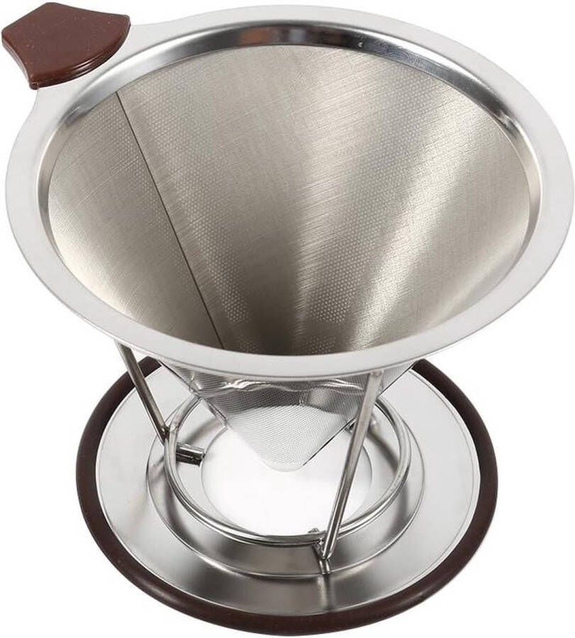 Koffiekegelfilter Amerikaans koffiefilter Zilver 304 roestvrij staal Koffie-infuser Dubbellaags gaas Keukencafé