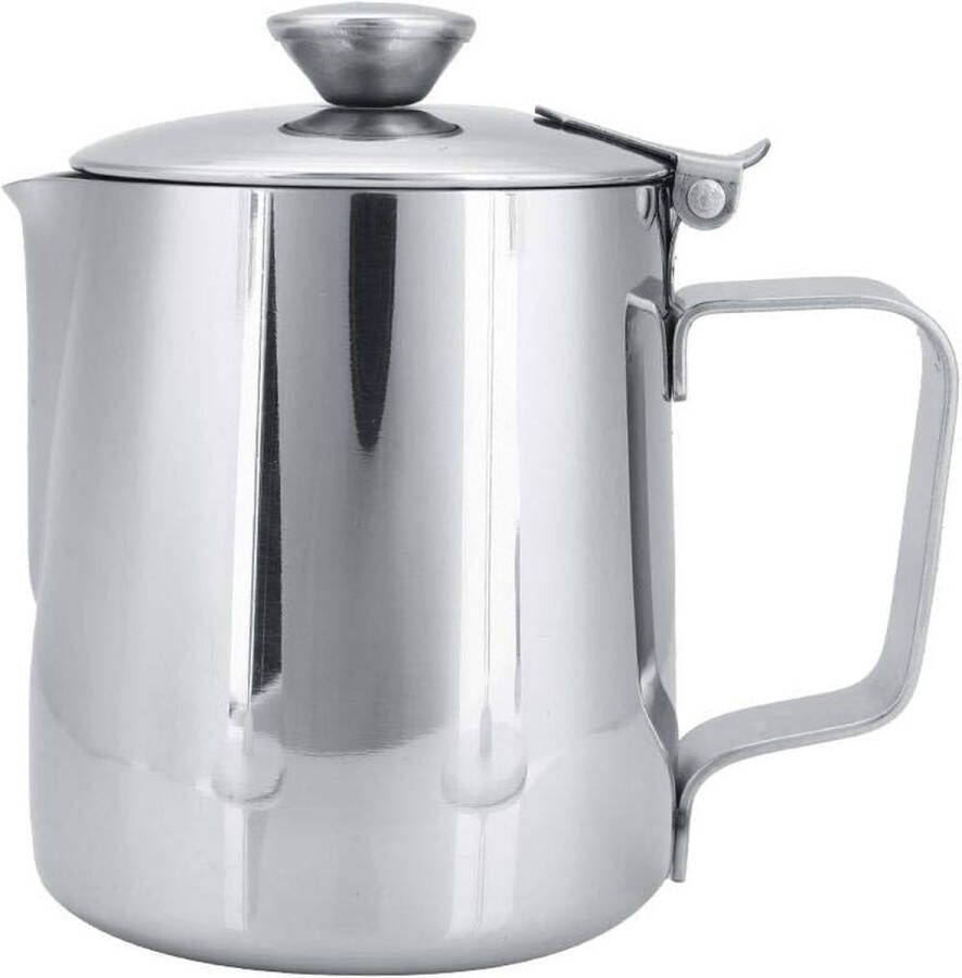 Koffiekopje roestvrijstalen mok met deksel kannetje met deksel melkopschuimkannetje met deksel voor latte koffiekunst (350 ml)