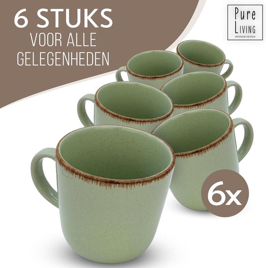 Koffiekopjes 6-delig Rustiek Hoogwaardige Steengoed Kopjes Vaatwasserbestendig Eigentijds Thee- en Koffiebekerset Koffieservies